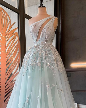 One Shoulder Unique Design Gorgeous Party Long Prom Dresses HZ1023